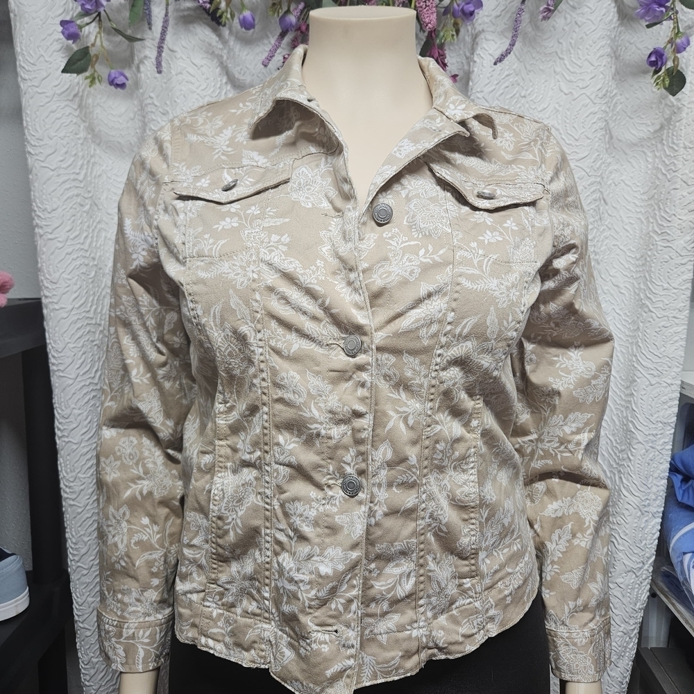 Croft & Barrow Tan Jean Jacket Fitted Waist-Length